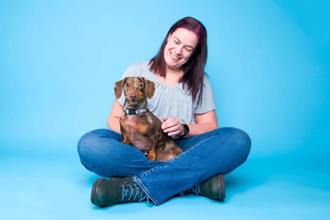 Woman and daschund